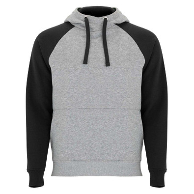 Badet zweifarbiger Kapuzenpullover Unisex, heather grau / schwarz, 2XL