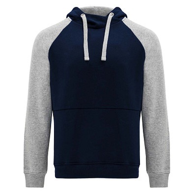 Badet zweifarbiger Kapuzenpullover Unisex, Navy Blue / heather grau, 2XL
