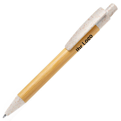Druckkugelschreiber Sydor aus Bambus und Weizenstroh, beige Druckkugelschreiber Sydor aus Bambus und Weizenstroh, beige