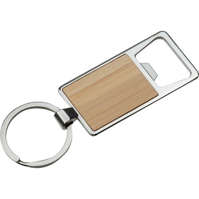 Bambus Schlüsselanhänger mit Flaschenöffner, beige