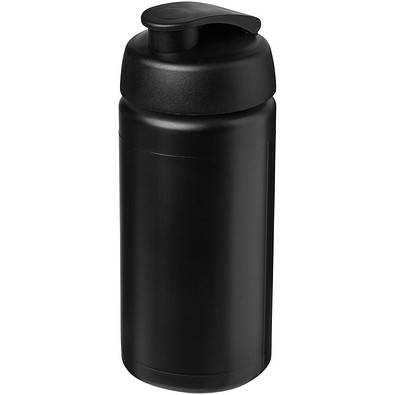 Baseline® Plus grip 500 ml Sportflasche mit Klappdeckel, schwarz/schwarz