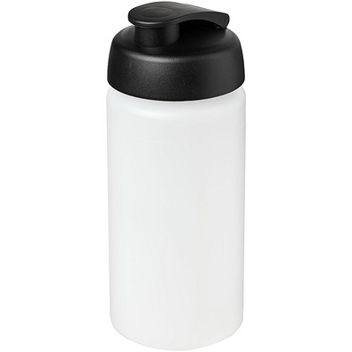 Baseline® Plus grip 500 ml Sportflasche mit Klappdeckel, transparent/schwarz