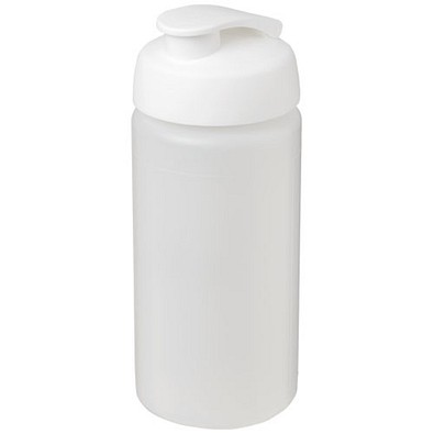 Baseline® Plus grip 500 ml Sportflasche mit Klappdeckel, transparent/weiß