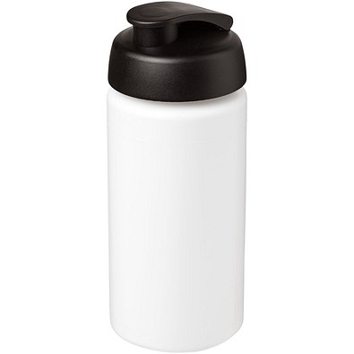 Baseline® Plus grip 500 ml Sportflasche mit Klappdeckel, weiß/schwarz