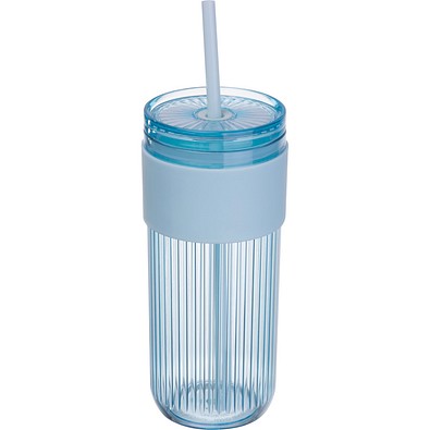 Becher mit Trinkhalm, 660ml SOLEDAD, hellblau