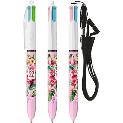 BIC® 4 Colours® Fashion mit Lanyard Kugelschreiber Weiß/Pastelllila
