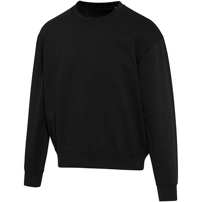 Boris Oversize Sweatshirt mit Rundhalsausschnitt aus recycelter 280 g/m2 Bio Baumwolle (OCS), unisex, schwarz, XS