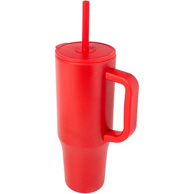 Brady 900 ml RCS-zertifizierter Isolierbecher mit Silikon Trinkhalm, rot