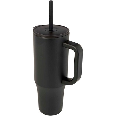 Brady 900 ml RCS-zertifizierter Isolierbecher mit Silikon Trinkhalm, schwarz
