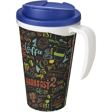 Brite-Ameriano® Grande 350ml Isolierbecher, auslaufsicher, weiß/blau