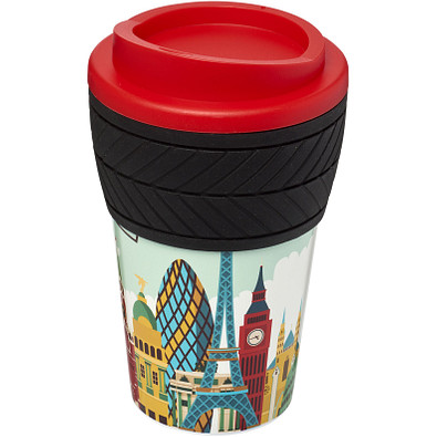 Brite-Americano Isolierbecher mit Schutzring Reifen-Design, 350 ml, rot