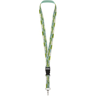 Bucks Sublimation Lanyard mit Schnappverschluss aus recyceltem PET Kunststoff, schwarz, 10mm