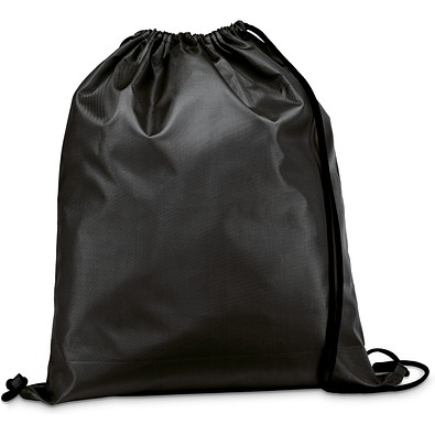 CARNABY. 210D Rucksacktasche mit schwarzen Zugbändern, Schwarz
