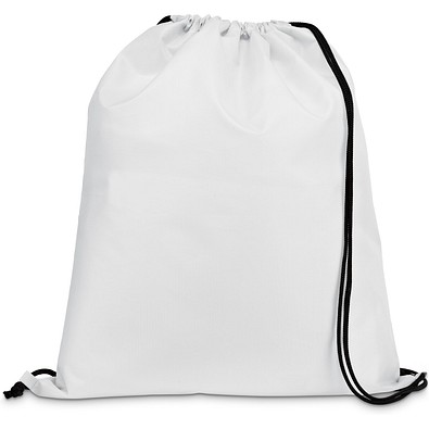 CARNABY. 210D Rucksacktasche mit schwarzen Zugbändern, Weiß