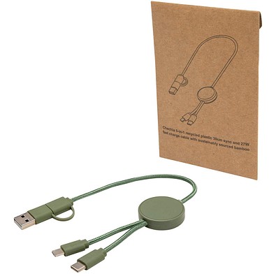 Citala 30 cm 5-in-1 Kabel aus recyceltem Kunststoff für Datenübertragung und 27W Schnellladung, heather grün