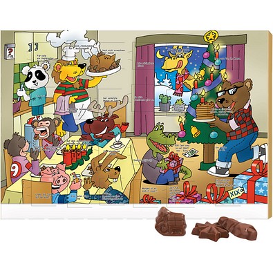 Classic Wand Adventskalender, Rätselmotiv, Graspapier, Querformat, Friedel Vollmilch-Schokotäfelchen , inkl. Druck