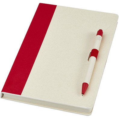 Dairy Dream A5 Notizbuch und Kugelschreiber-Set aus recyceltem Milchkarton, rot