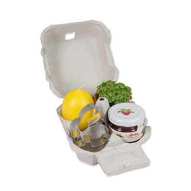 Das Gelbe vom Ei, mit Tontöpfchen, Eierkerze, Marmelade & Backförmchen, 1-seit. Druck