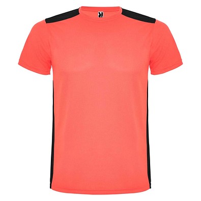 Detroit Sport T-Shirt für Kinder, Fluor Coral / schwarz, 8