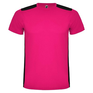 Detroit T-Shirt Unisex aus recyceltem Material, fuchsia / schwarz, XL