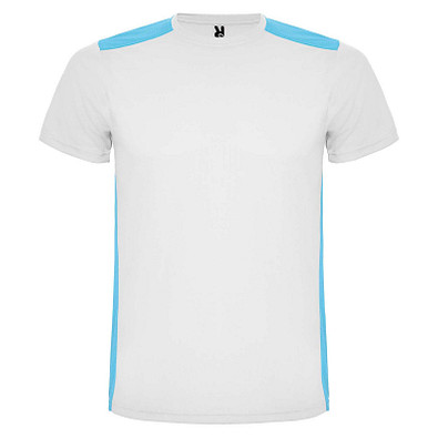Detroit T-Shirt Unisex aus recyceltem Material, weiß / türkis, 2XL