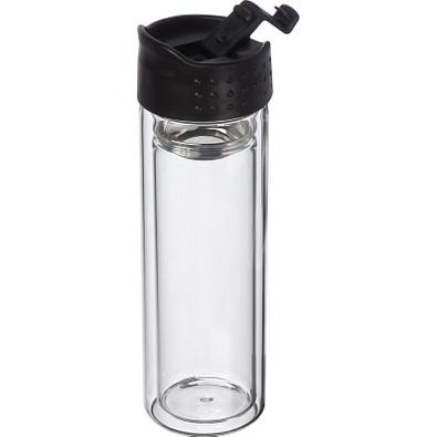 Doppelwandige Vakuum-Glasflasche mit Siebeinsatz, 400 ml, transparent Doppelwandige Vakuum-Glasflasche mit Siebeinsatz, 400 ml, transparent