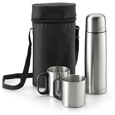 DURANT. Set aus Edelstahl-Thermoskanne und Becher, Silber