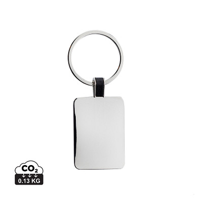 Eckiger Schlüsselring aus RCS rec. Zinklegierung, silber