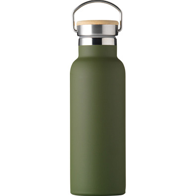 Isolierflasche Helsinki mit Bambusdeckel, 500 ml, dunkelgrün Isolierflasche Helsinki mit Bambusdeckel, 500 ml, dunkelgrün