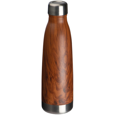Edelstahl-Isolierflasche Holzoptik Tampa, 500 ml, braun