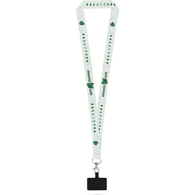 EPSOM. SET Lanyard SUBLIMATION Long II (20 mm) aus recyceltem Polyester (100% rPET) mit 20 mm Karabinerhaken und Handyhalterung, 301 - Weiß