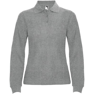 Estrella Langarm Poloshirt für Damen, Marl Grey, 3XL