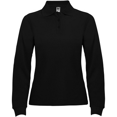 Estrella Langarm Poloshirt für Damen, schwarz, L