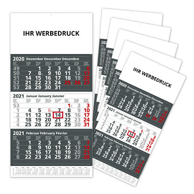 Werbe-Set: 100 Wandkalender Maxi, Anthrazit/Weiß, Inkl. Druck Werbe-Set: 100 Wandkalender Maxi, Anthrazit/Weiß, Inkl. Druck