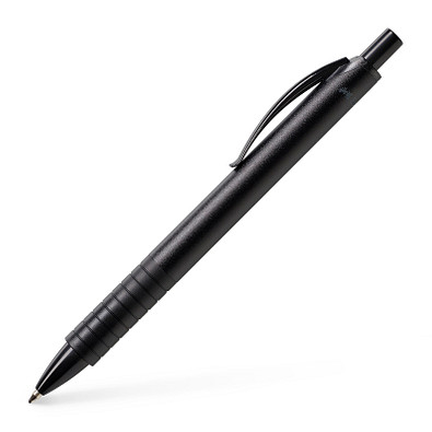 Faber-Castell Metall-Druckkugelschreiber Basic Alu, blaue Mine, schwarz