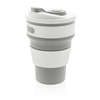 XD COLLECTION faltbarer Silikon-Becher, 350 ml, grau