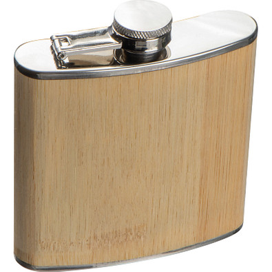 Flachmann mit Bambusummantelung, beige