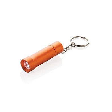 Flash Schlüsselanhänger-Taschenlampe aus RCS rec. Aluminium, orange