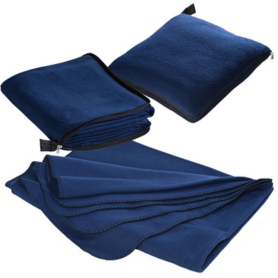 Fleecedecke/-kissen 2 in 1, navy