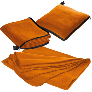 Fleecedecke/-kissen 2 in 1, orange
