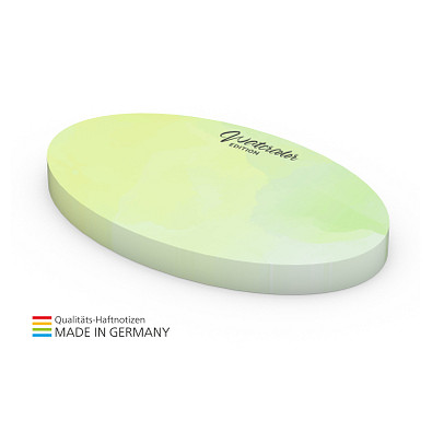 Geiger-Notes Haftnotiz Form aus 125 x 72 mm green+blue, inkl. Druck, Oval