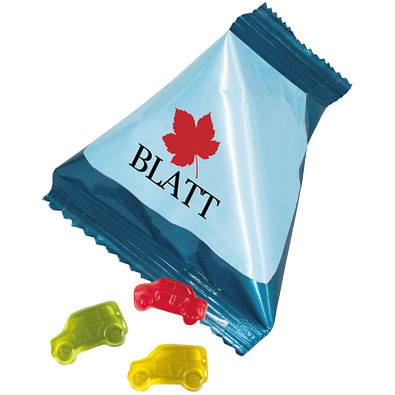 Trolli Fruchtgummi Tetraeder, Auto-Mischung, inkl. Druck, weiße Folie