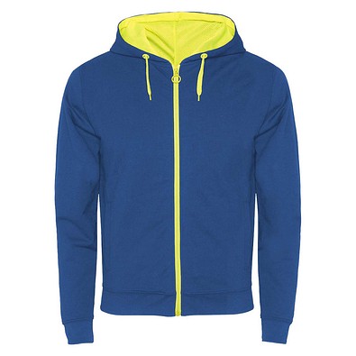 Fuji Kaputzensweatjacke Unisex, royalblau / Fluor Yellow, L