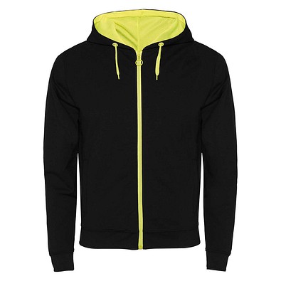 Fuji Kaputzensweatjacke Unisex, schwarz / Fluor Yellow, M
