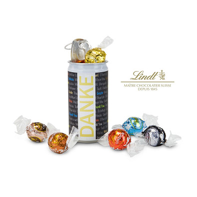 Lindt-Geheimnis Ostern, das Nest in der Dose, Etikett Danke