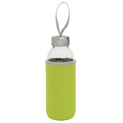Glasflasche mit Hülle, 450 ml, hellgrün