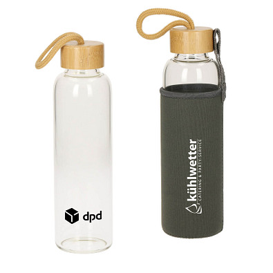 Glasflasche Bamboo mit Hülle, 550 ml, transparent Glasflasche Bamboo mit Hülle, 550 ml, transparent