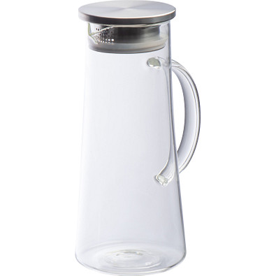 Glaskaraffe mit Deckel aus Edelstahl, 1.400 ml, transparent