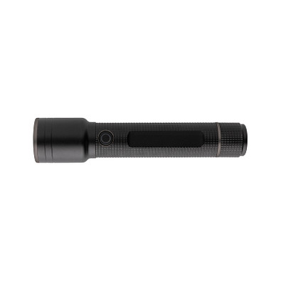Große Gear X Taschenlampe aus RCS recycelt. Alu mit USB-Akku, schwarz