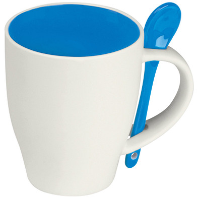 Porzellantasse mit Löffel, 250 ml, blau